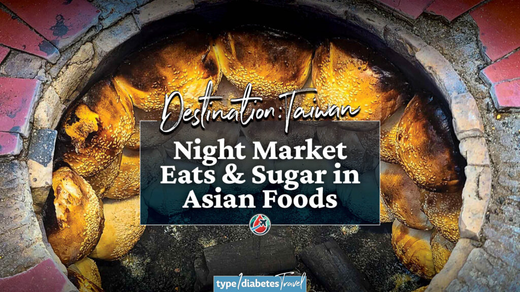 Title image for article about sugar in asian food in night markets with image of pepper buns